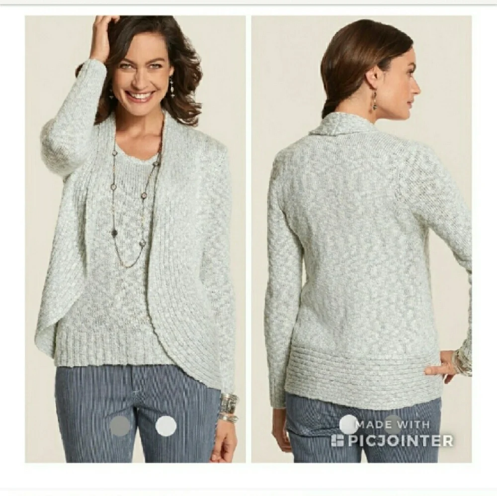 CHICO'S Laurel Lurex Sweater Set Sz 12